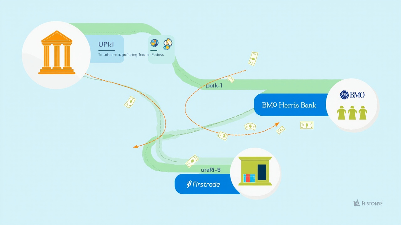 國際電匯流程:台灣銀行 → 中間行 → BMO → Firstrade