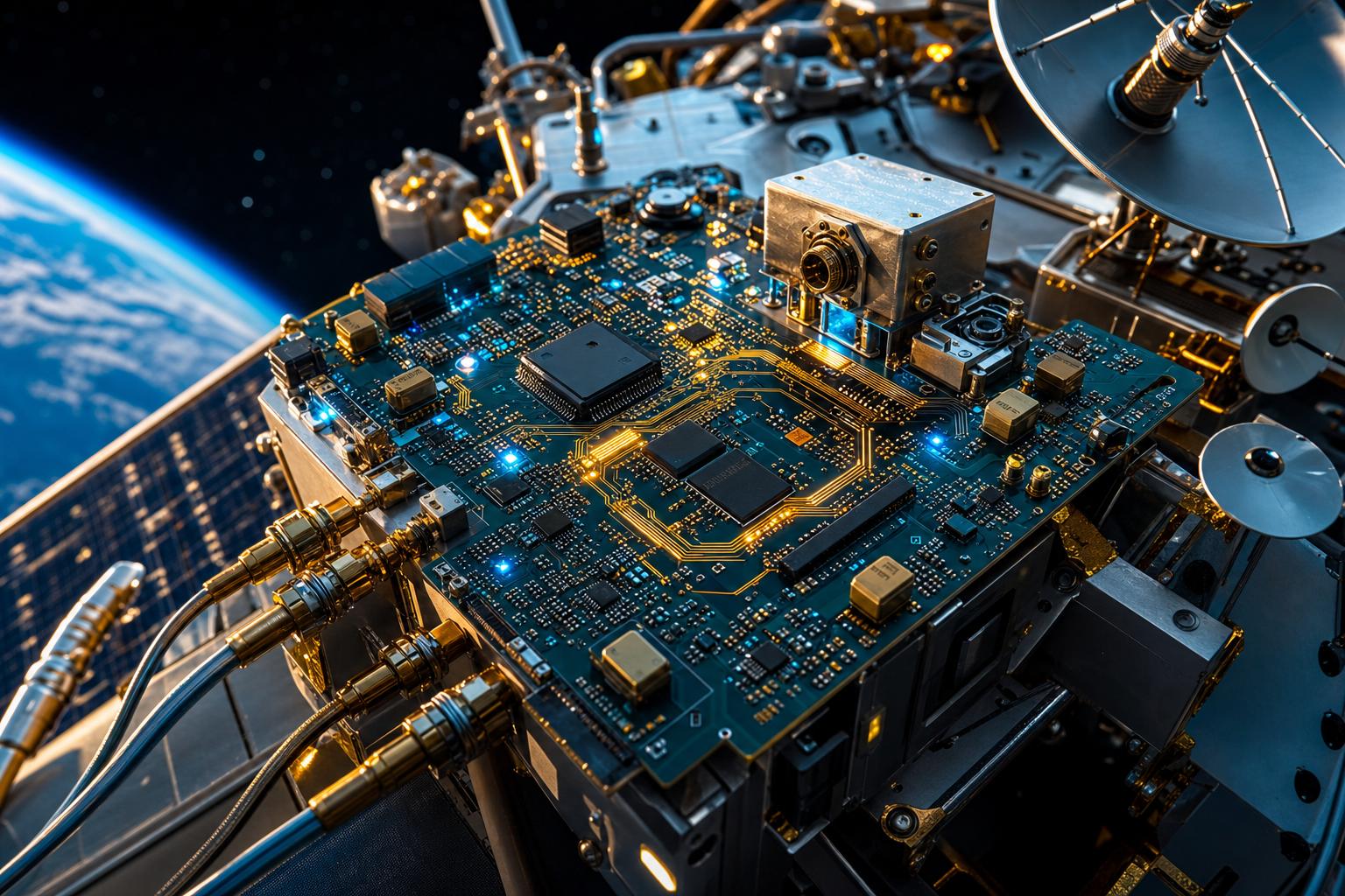 低轨卫星PCB电路板与射频元件特写:台湾科技厂商核心产品