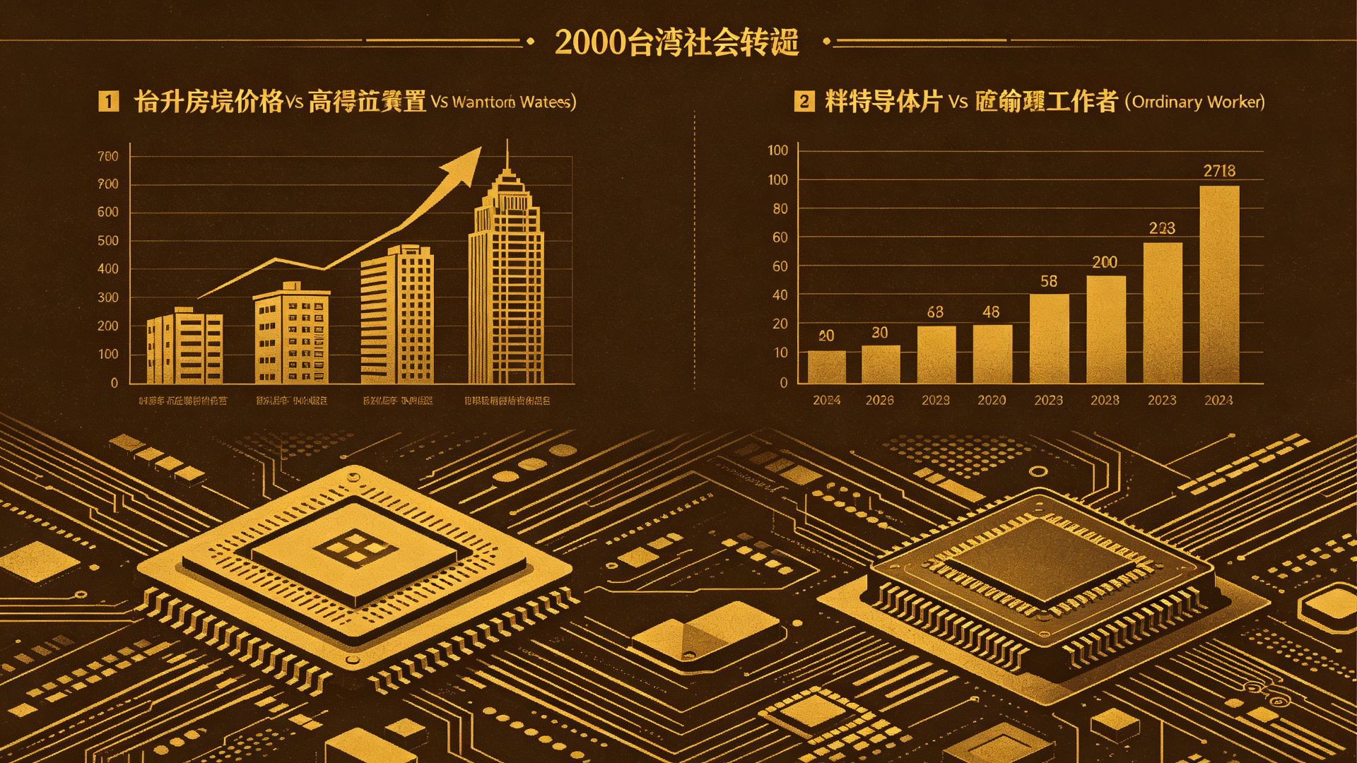 2000年代台灣社會轉折對比插畫